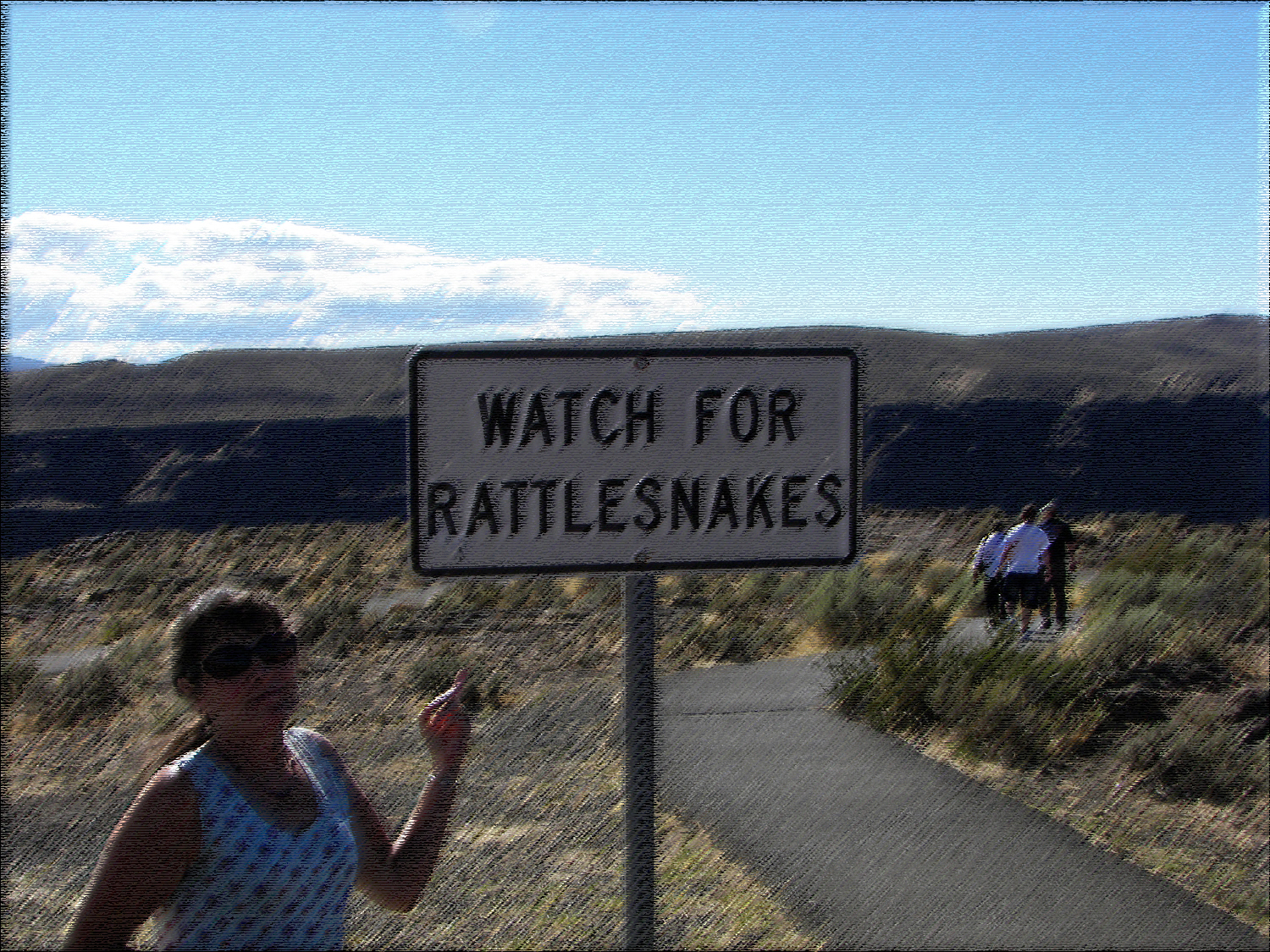 Washington State- Warning sign on way to view of Wanapum lake off I90