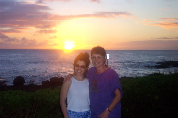 Kath and Sherry, sunset at the condo