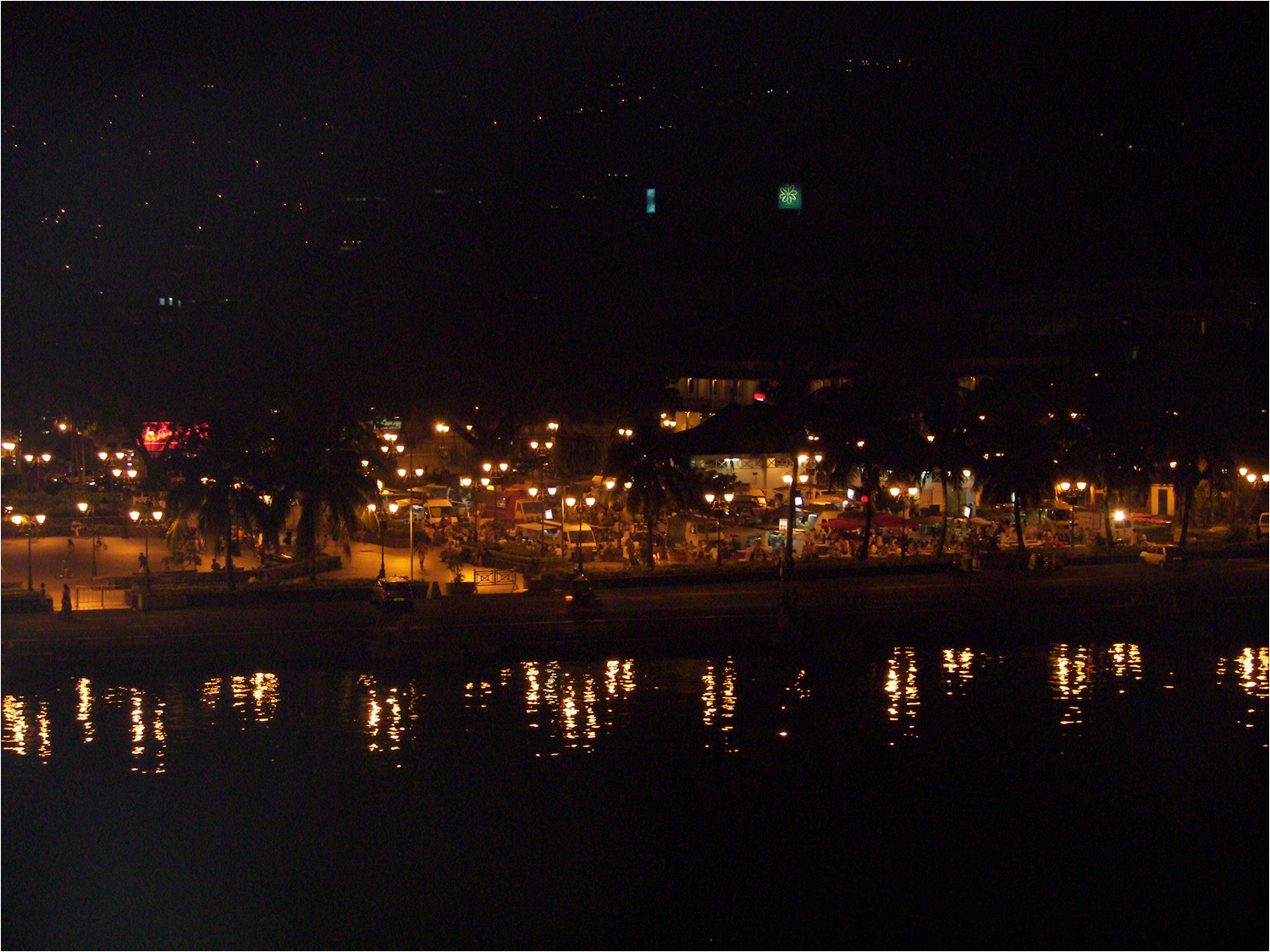 Some of the lights near the port in Papeete, Tahiti