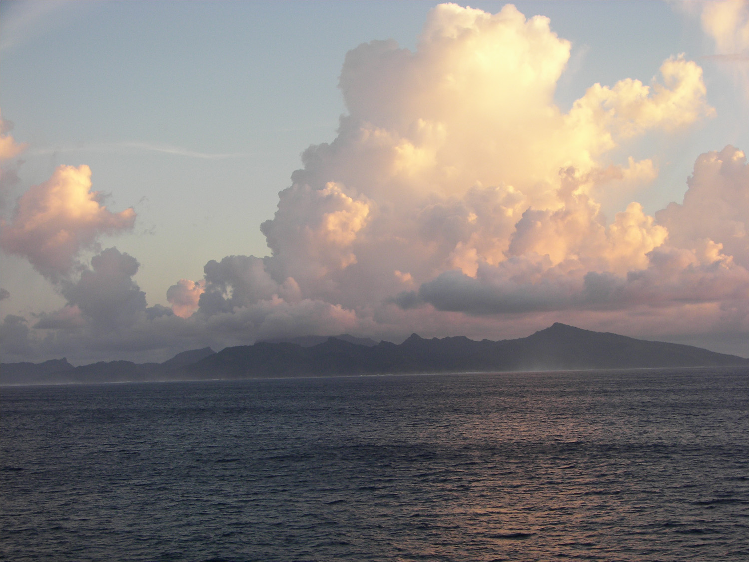 An early morning view of the island of Raiatea.
