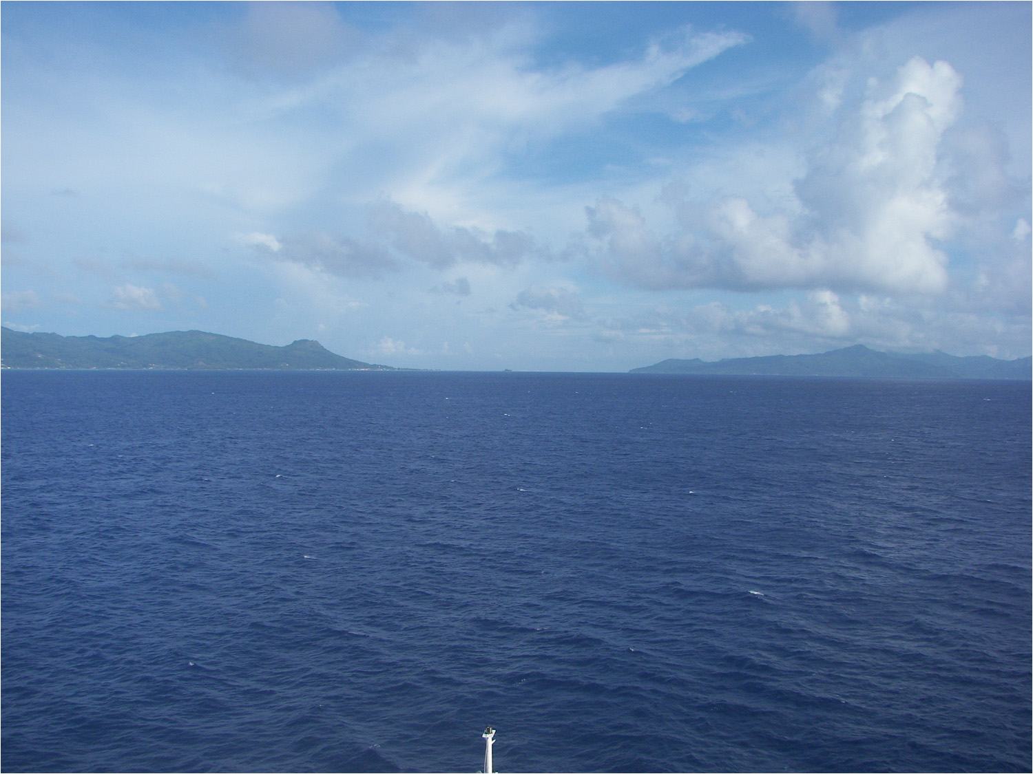 Looking between the islands of Raiatea(L) and Tahaa