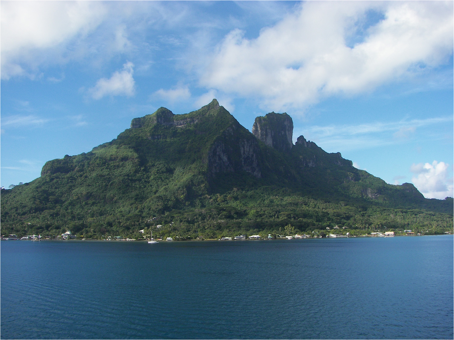 View of main peaks on Bora Bora from ship (1 of 2)
