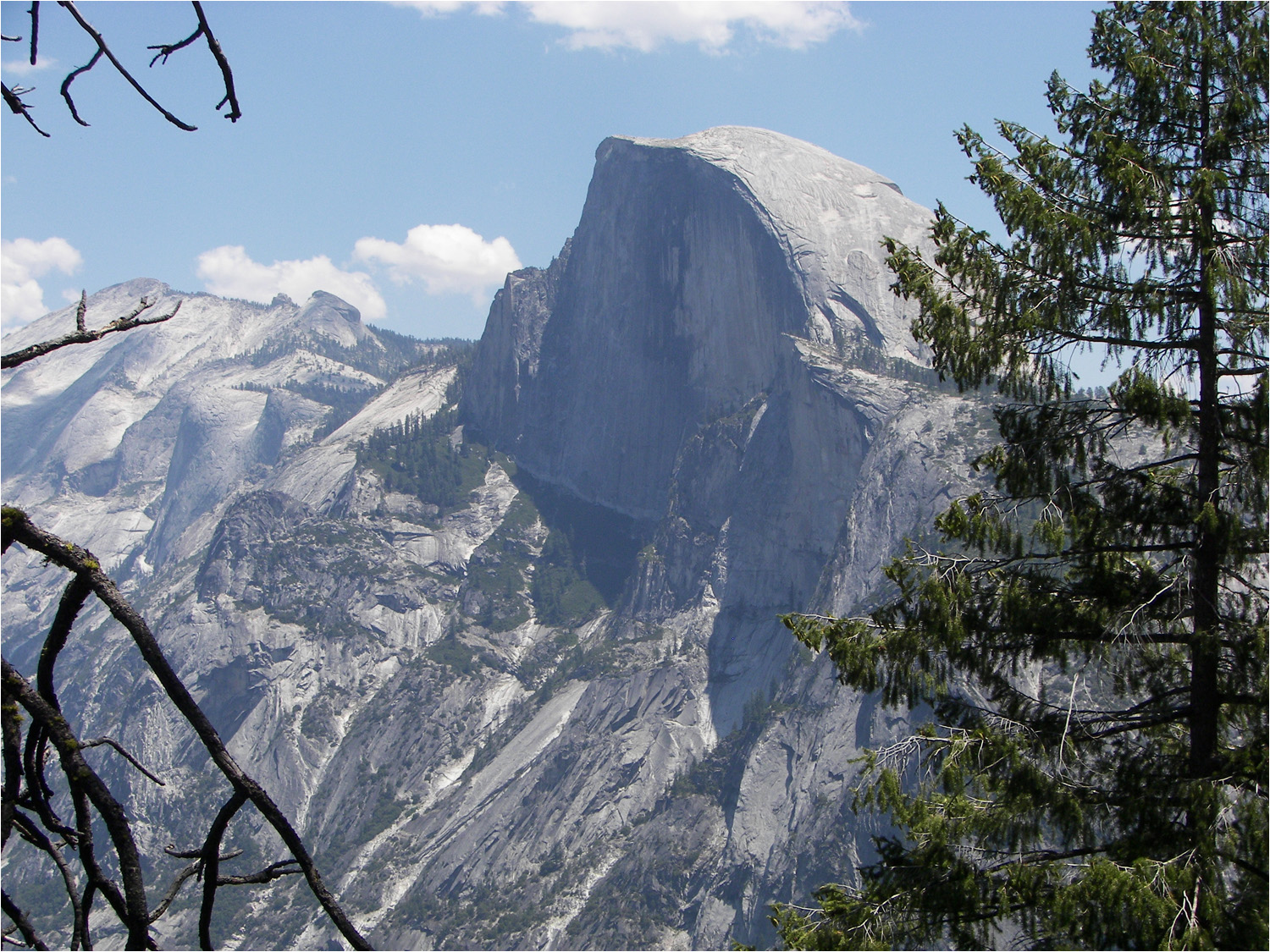 Glacier Point Hike-First views of Half Dome from trail