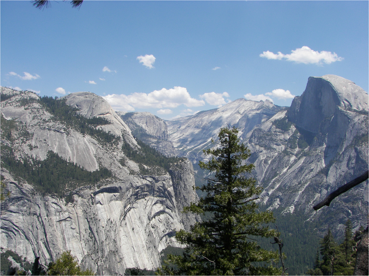 Glacier Point Hike-First views of Half Dome from trail