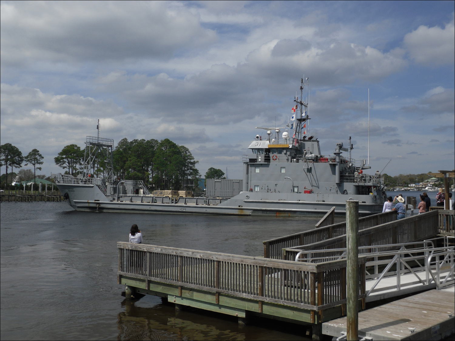 US Army LCU (Landing Craft Unit) New Orleans leaving port