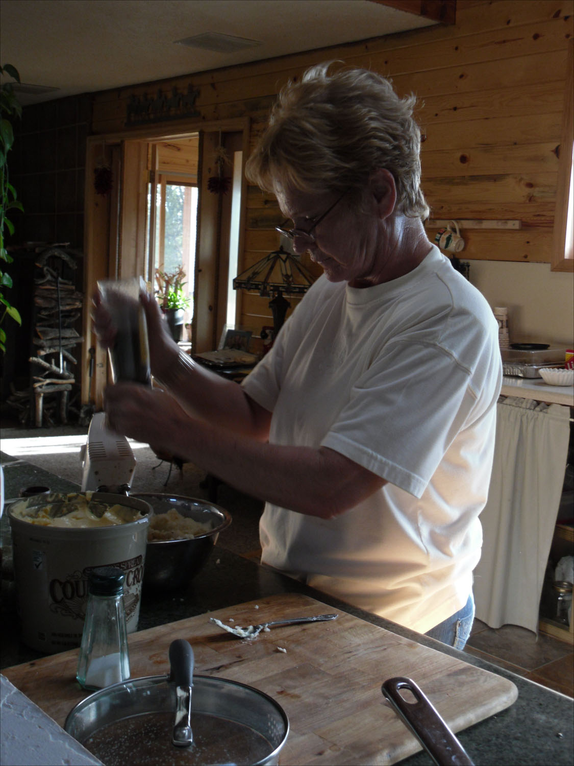 Pat & Terry's house at the Lazy S Ranch in CO-Debbie cooking