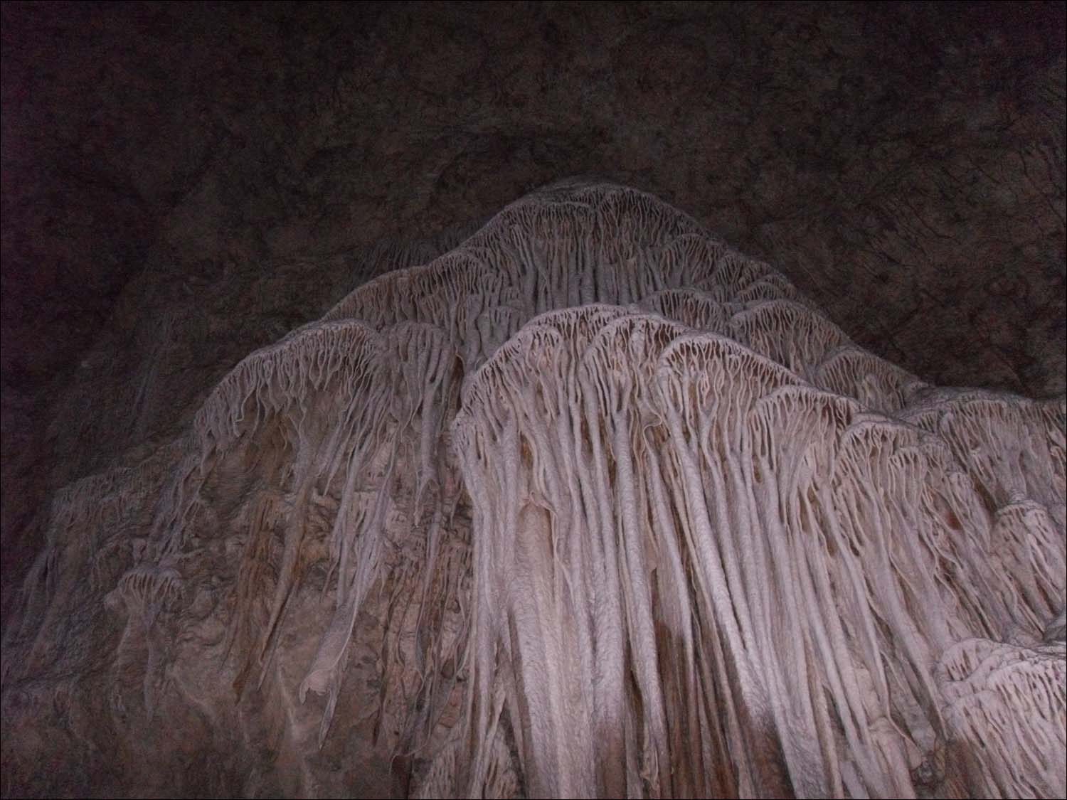 Carlsbad Caverns, NM-large drapery formation on wall