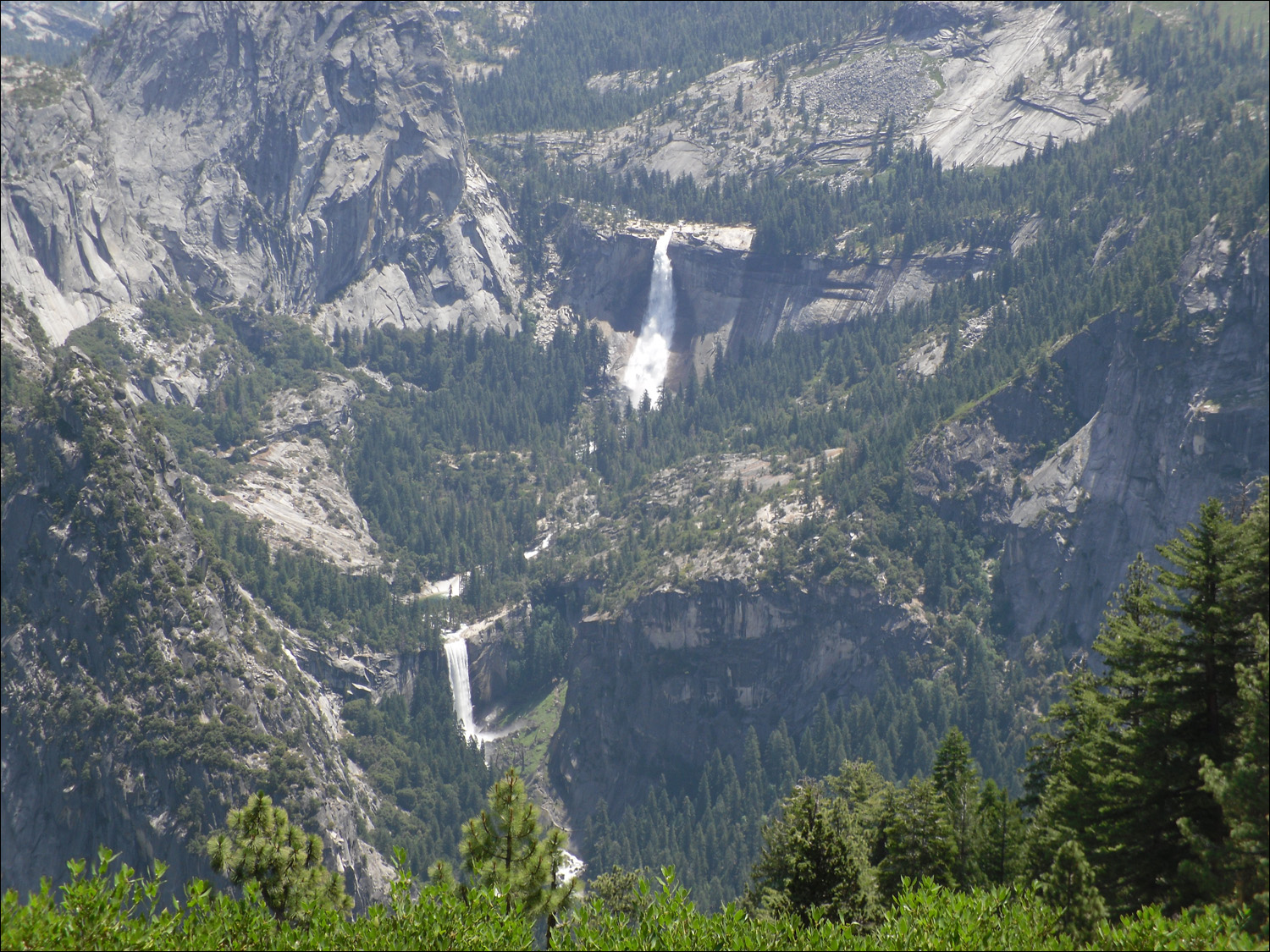 Hike up to Glacier Point-Views of Vernal(L) and Nevada Falls from Glacier Point