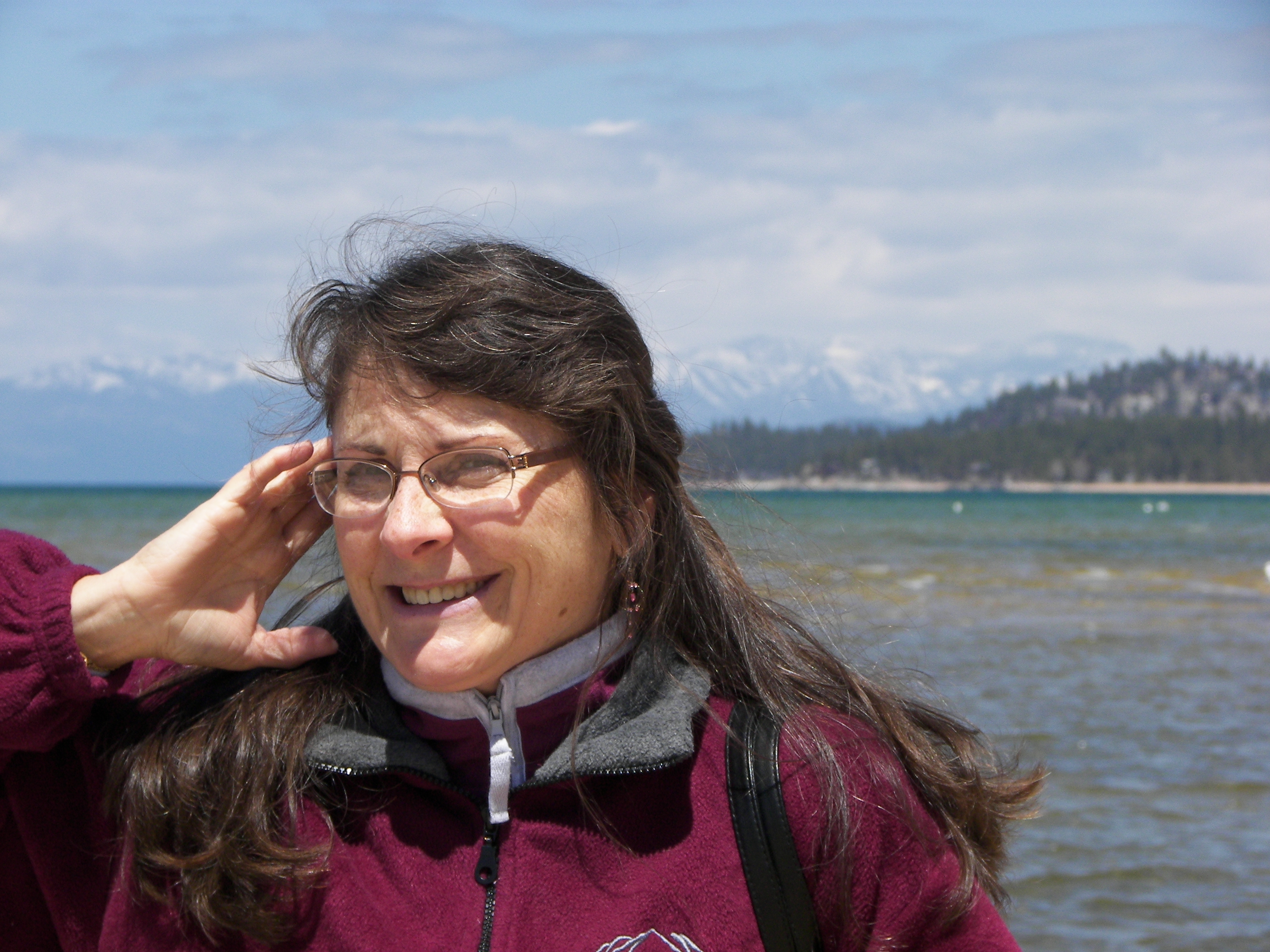 Katherine by lake at end of Ski Run Blvd