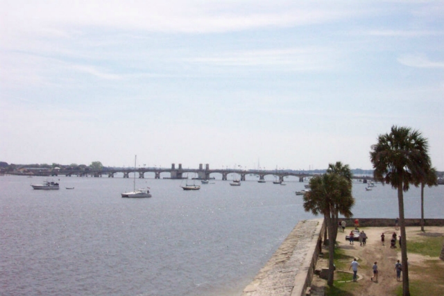 View of Lions Gate bridge taken from Castillo de San Marcos.