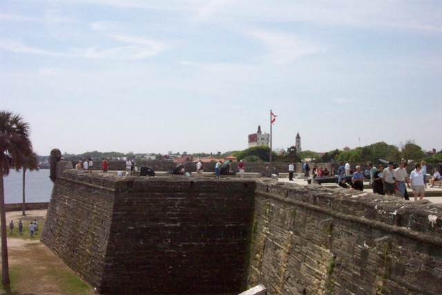 View from Castillo de San Marcos looking SW towards the Flagler college campus buildings.