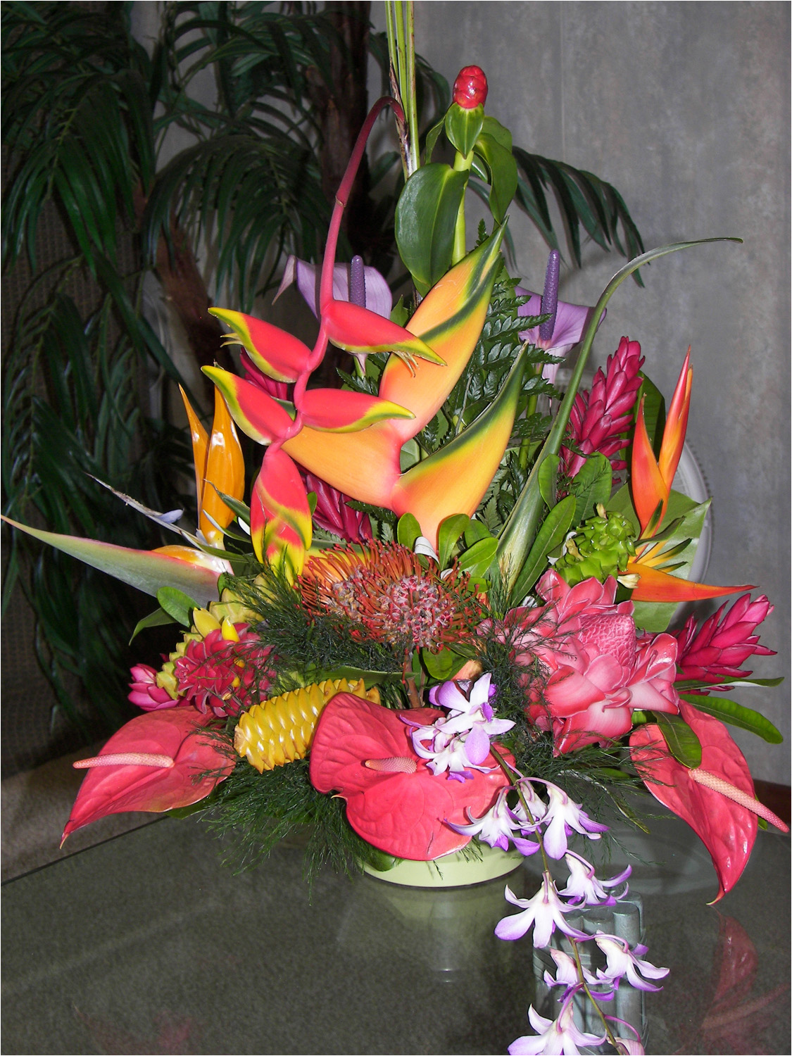 Picture of flowers presented to mom by the staff at Poipu Kapili.