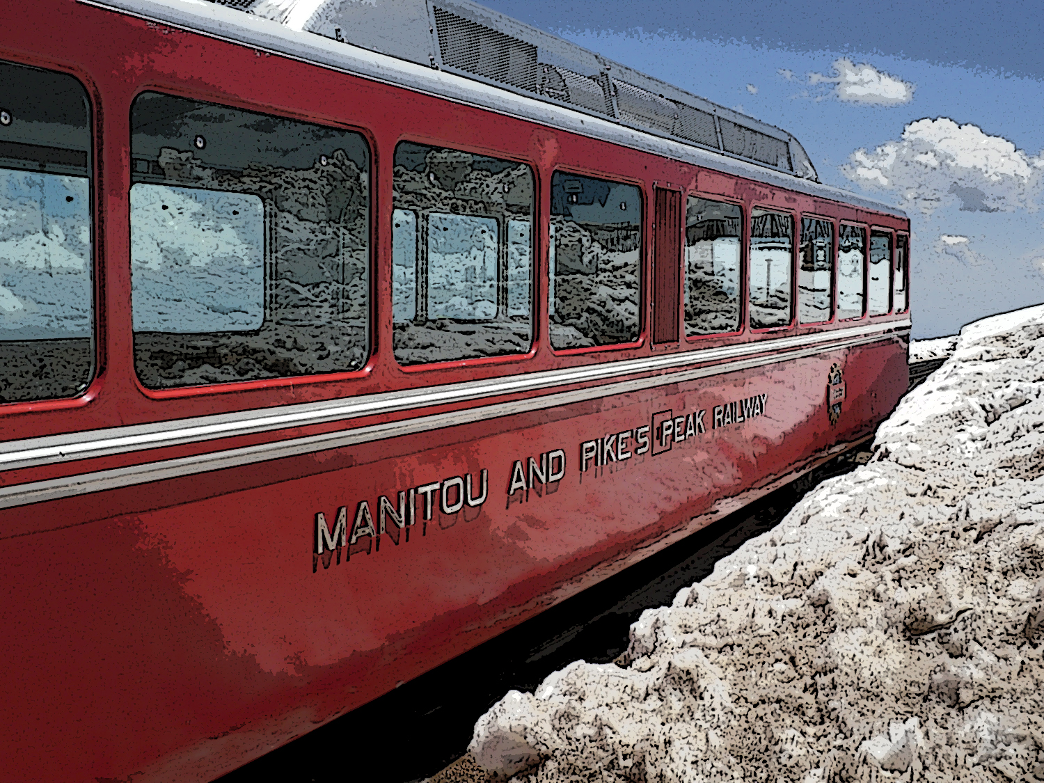 Pikes Peak summit views- Our rail car