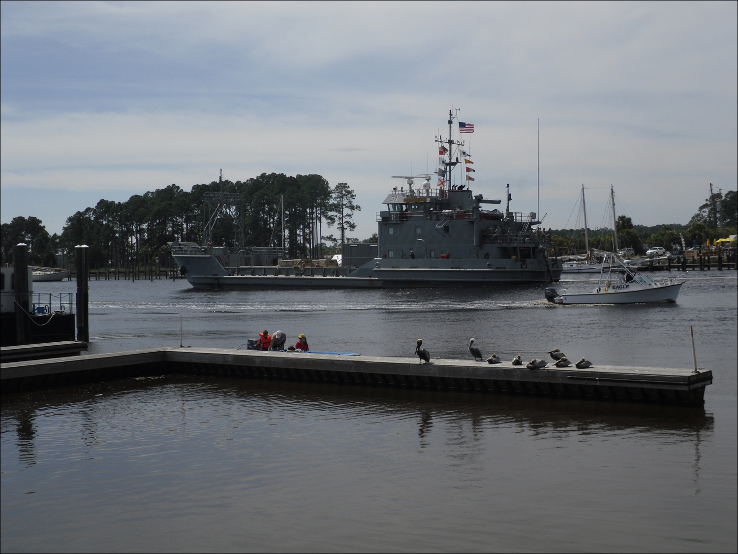 US Army LCU (Landing Craft Unit) New Orleans leaving port