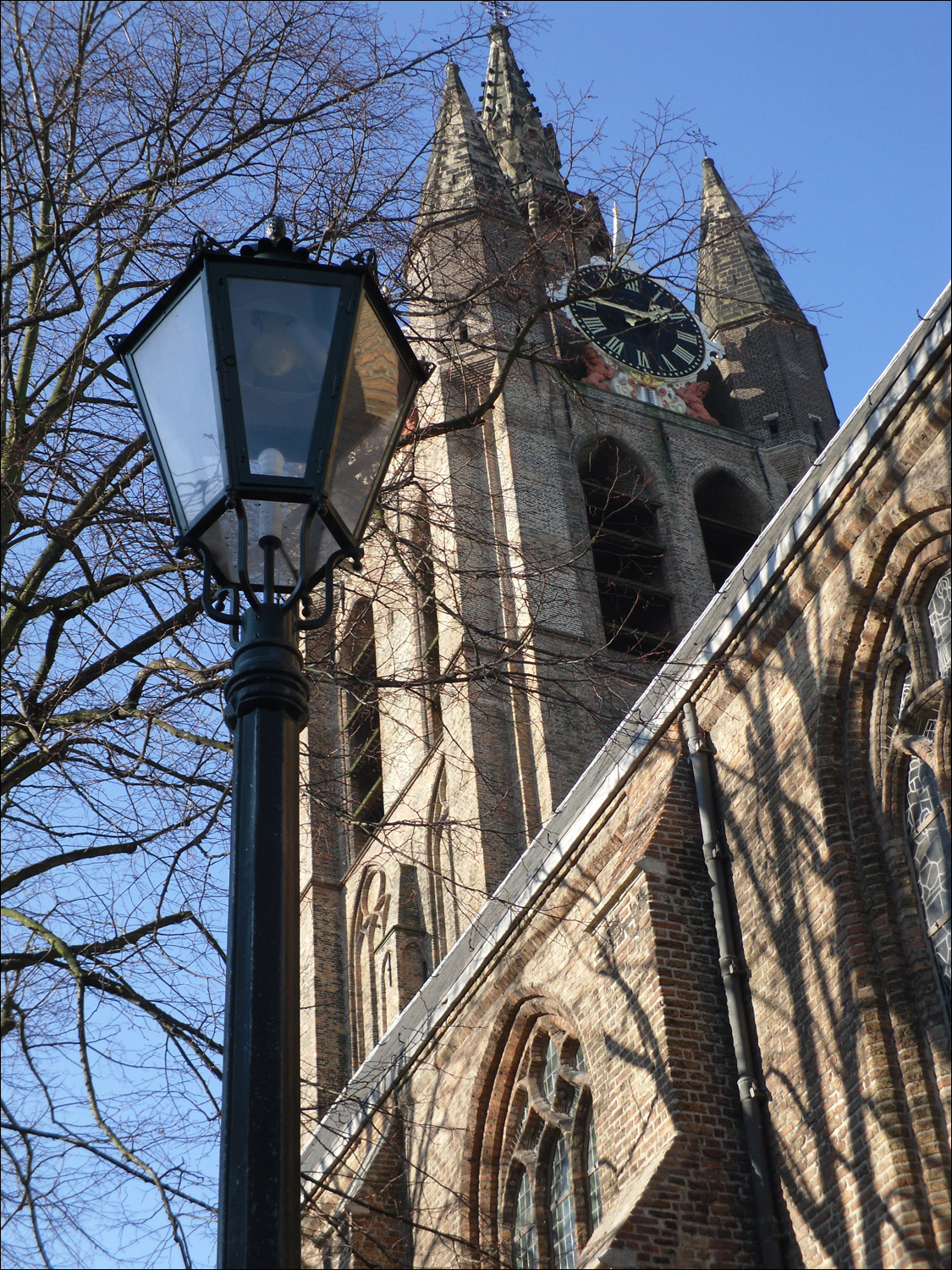 View of leaning tower of the Oude Kirk