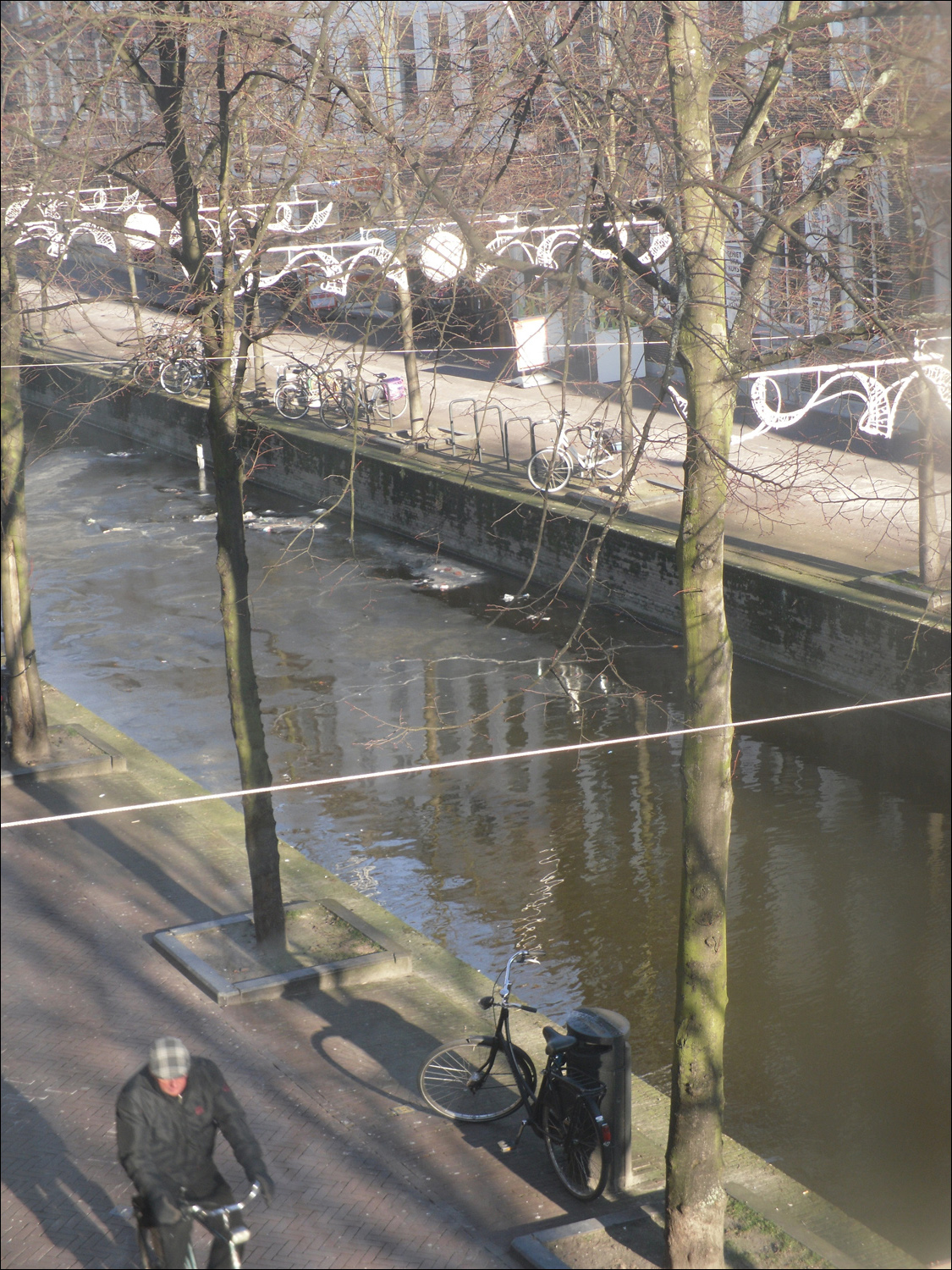 Bicycling in the snow in Delft