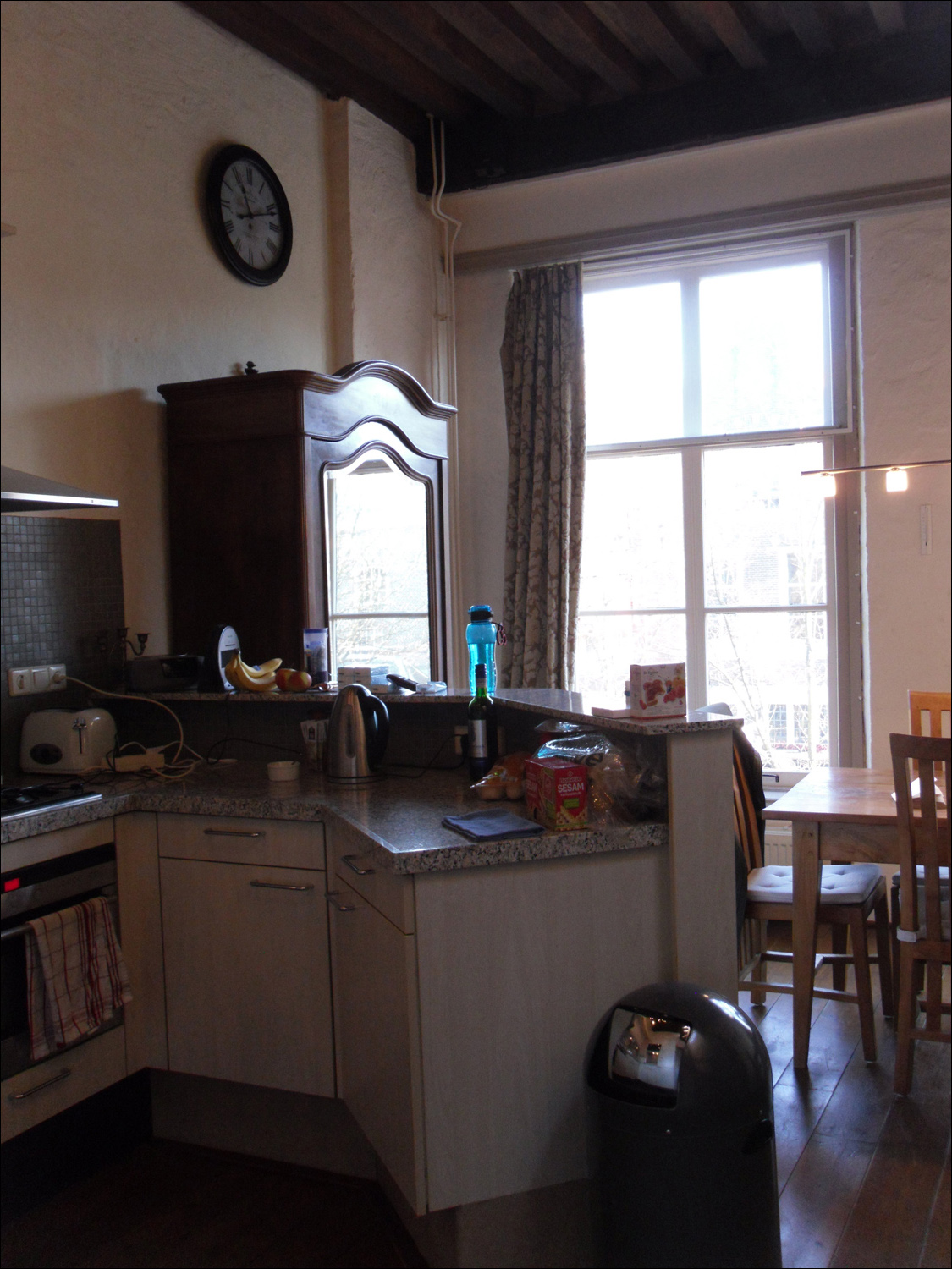 Looking towards the dining room from the kitchen in the Delft house