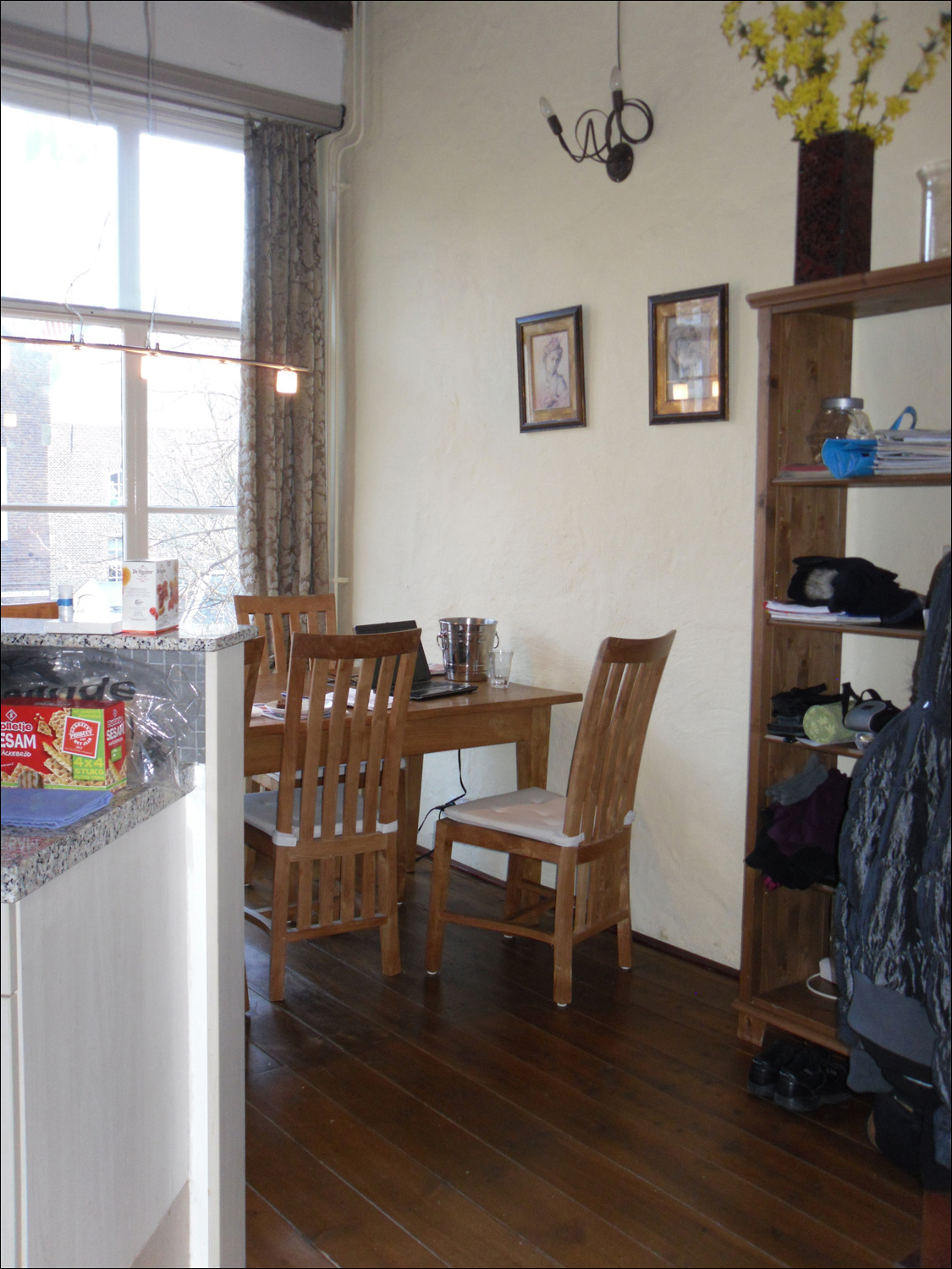 Looking towards the dining room from the kitchen in the Delft house