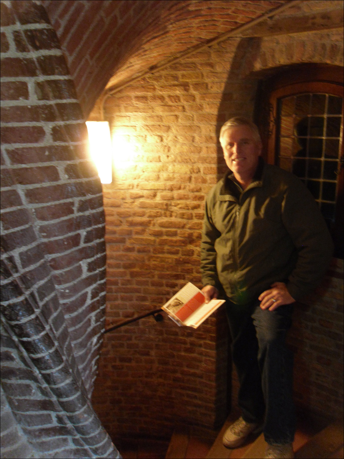 Bob in spiral stair well inside Prinsenhof