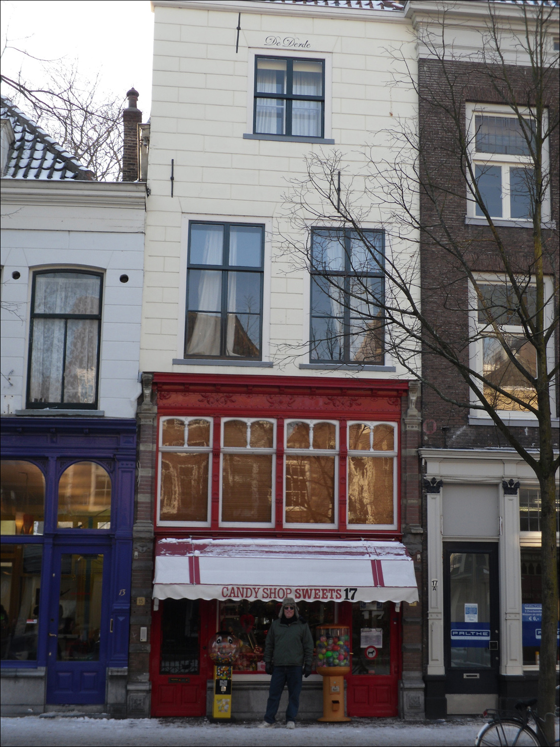 The house (De Derde) we stayed at in Delft above the candy store.  House is some 400 years old.  Entrance is red door on left.